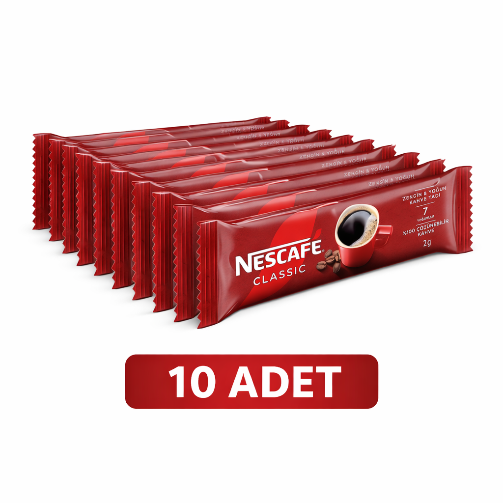 Kahve Classic 2 Gr 10 Adet Tek İçimlik Stick Çözünebilir Granül Kahve Paket