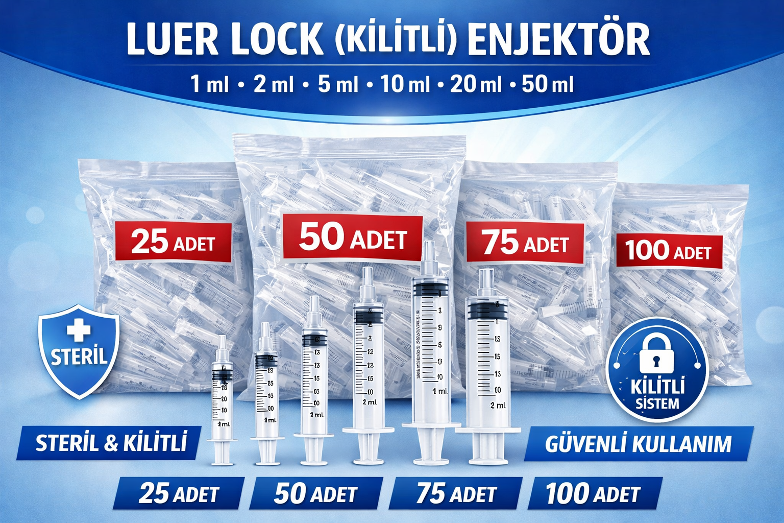 5 ml Luer Lock (Kilitli) Enjektör – Medikal Steril Şırınga
