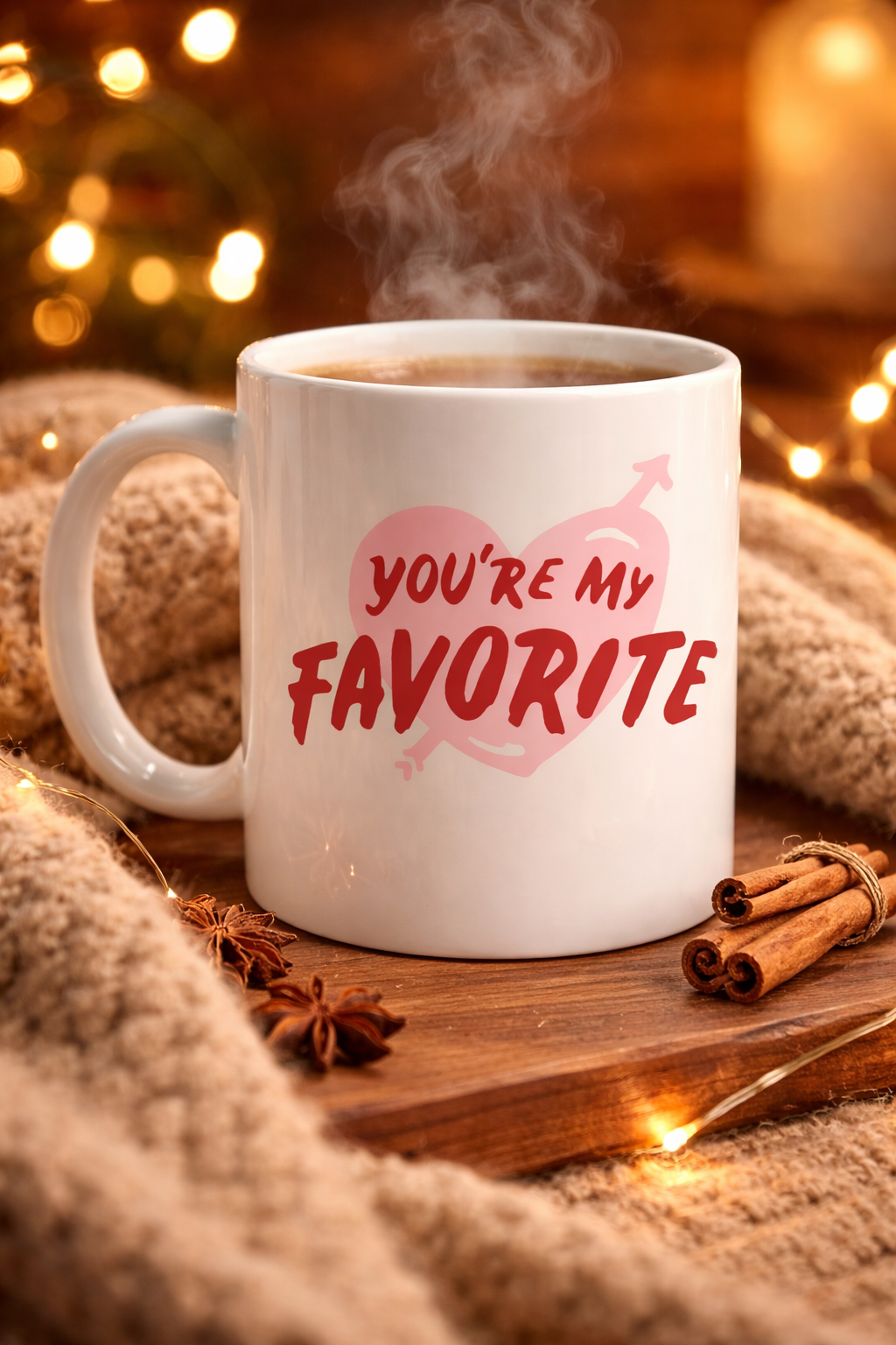 You’re My Favorite Yazılı Porselen Kupa Model 13 - Sevgiliye Arkadaşa Özel Romantik Kahve Kupası - Hediye Fincan