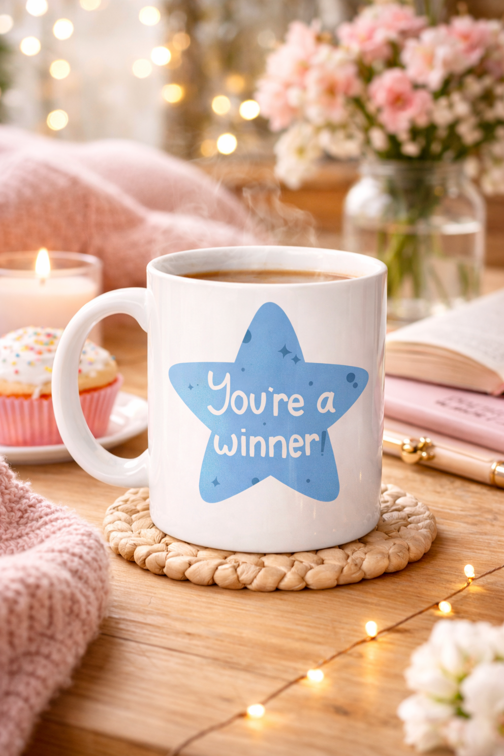 You’re a Winner "SEN BAŞARDIN , KAZANANSIN" Yazılı Porselen Kupa MODEL 153 – Motivasyon Temalı, Özel Tasarım Kahve & Çay Kupası
