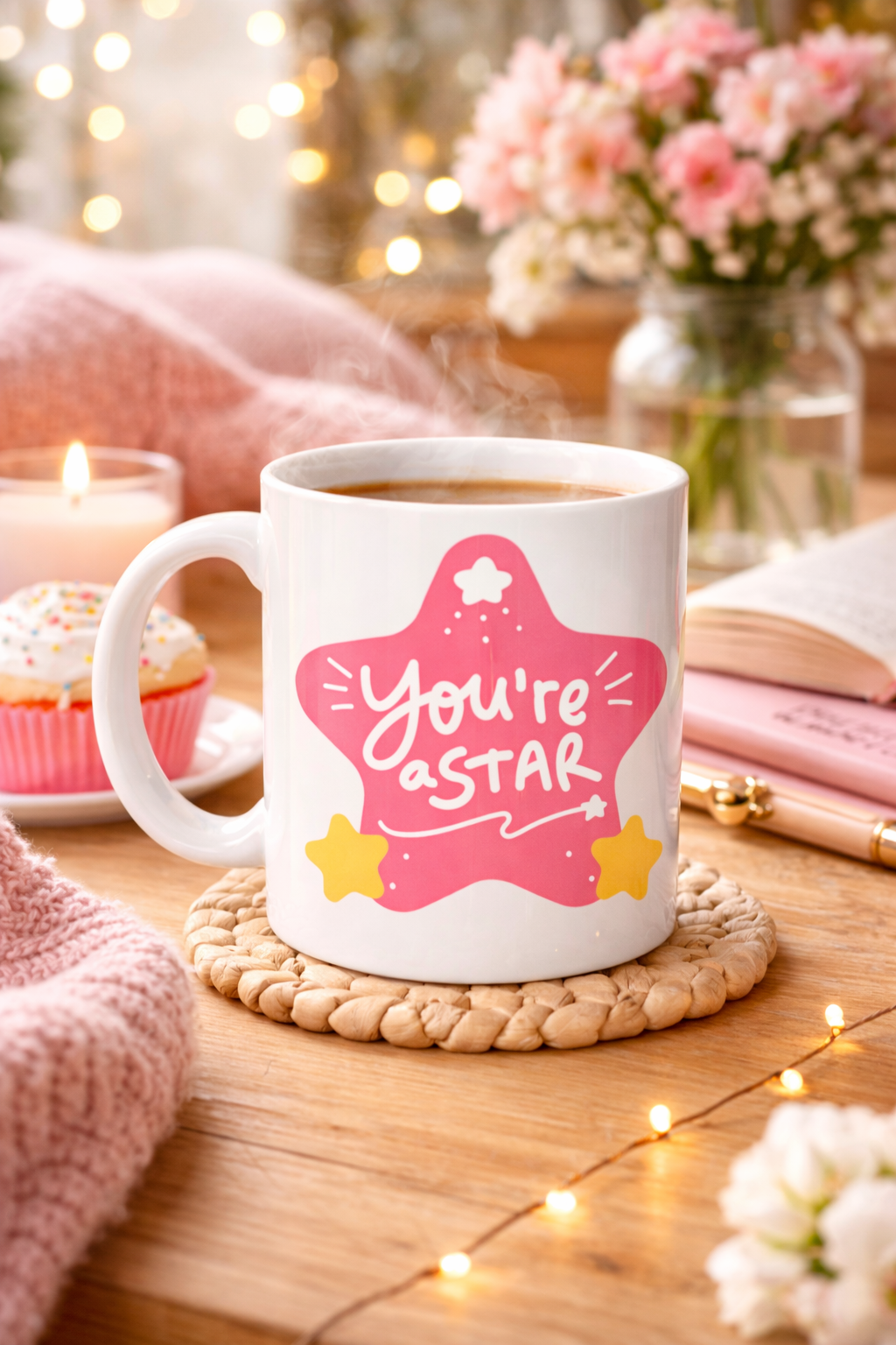 You’re a Star "SEN YILDIZSIN" Yazılı Porselen Kupa MODEL 154 – Motivasyon Temalı, Özel Tasarım Kahve & Çay Kupası