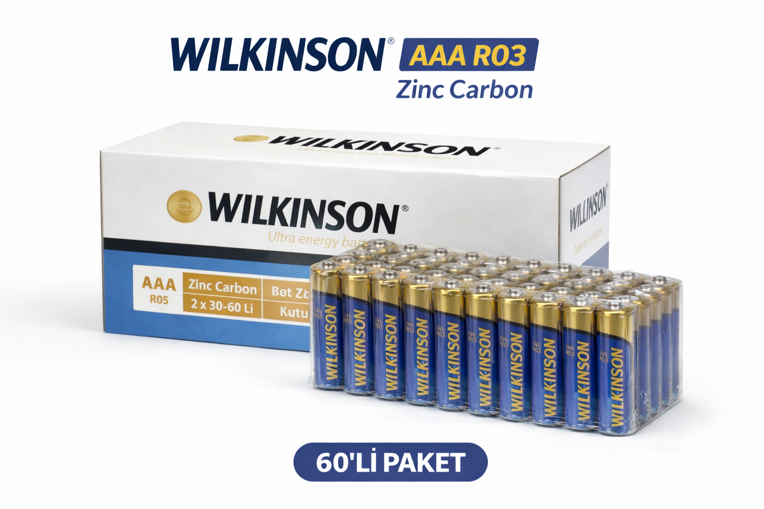 Wilkinson AAA R03 İnce Pil Zinc Carbon Ultra Energy 2 li 30 Paket